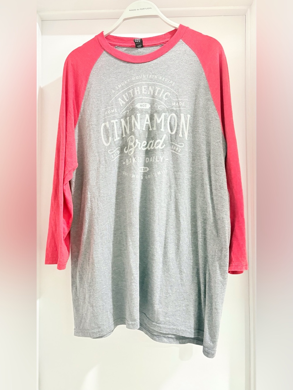 District Gray & Pink Raglan "Cinnamon Bread" Graphic Long Sleeve Tee
